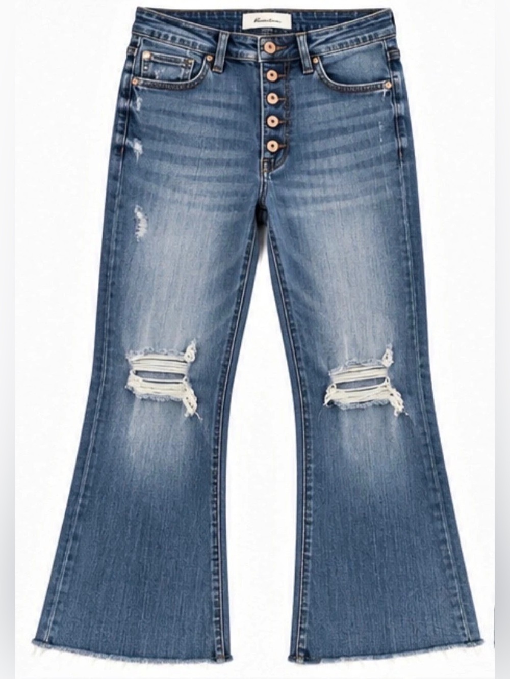 Kancan Jeans Size 11/29 High Rise Distressed Flare Button Fly Long Inseam